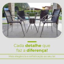 Conjunto Mesa Bar Com 4 Cadeiras Leves Aluminio/Marrom Varanda Luxo Centro Jogo Resistente Área Externa Piscina