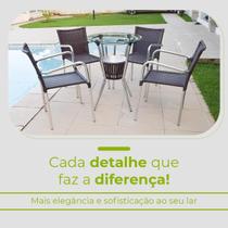 Conjunto Mesa Bar Com Cadeiras Aluminio/Marrom/Camurça Leve Resistente Área Externa Piscina Casa Apartamento Modelo Pipa
