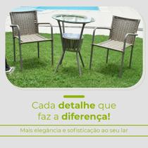 Conjunto Mesa Bar Com Cadeiras Aluminio/Marrom/Camurça Leve Resistente Área Externa Piscina Casa Apartamento Modelo Pipa