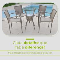 Conjunto Mesa Bar Com Cadeiras Aluminio/Marrom/Camurça Leve Resistente Área Externa Piscina Casa Apartamento Modelo Pipa