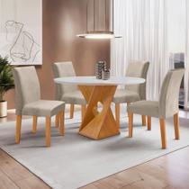 Conjunto Mesa Barcelona 100cm com 4 Cadeiras Espanha Tampo Slim Plus Redondo Yescasa