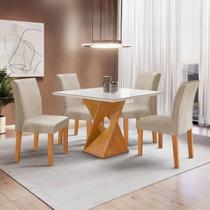 Conjunto Mesa Barcelona 100cmx100cm 4 Cadeiras Espanha Tampo Slim Plus Quadrado Vidro Yescasa