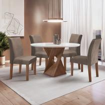 Conjunto Mesa Barcelona 100cmx100cm 4 Cadeiras Espanha Tampo Slim Plus Redondo Vidro Yescasa