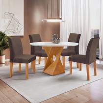 Conjunto Mesa Barcelona 100cmx100cm 4 Cadeiras Espanha Tampo Slim Plus Redondo Vidro Yescasa