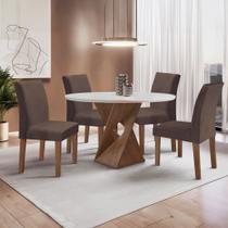 Conjunto Mesa Barcelona 100cmx100cm 4 Cadeiras Espanha Tampo Slim Plus Redondo Yescasa