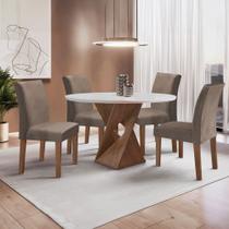 Conjunto Mesa Barcelona 100cmx100cm 4 Cadeiras Espanha Tampo Slim Plus Redondo Yescasa