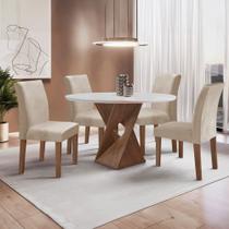 Conjunto Mesa Barcelona 100cmx100cm 4 Cadeiras Espanha Tampo Slim Plus Redondo Yescasa