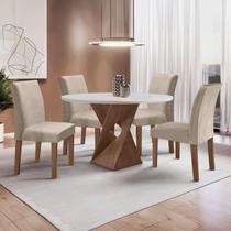 Conjunto Mesa Barcelona 100cmx100cm 4 Cadeiras Espanha Tampo Slim Plus Redondo Yescasa