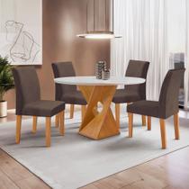 Conjunto Mesa Barcelona 100cmx100cm 4 Cadeiras Espanha Tampo Slim Plus Redondo Yescasa