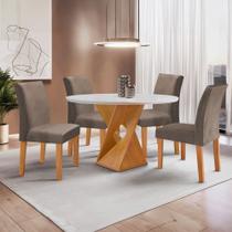 Conjunto Mesa Barcelona 100cmx100cm 4 Cadeiras Espanha Tampo Slim Plus Redondo Yescasa