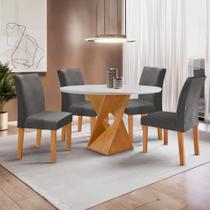 Conjunto Mesa Barcelona 100cmx100cm 4 Cadeiras Espanha Tampo Slim Plus Redondo Yescasa