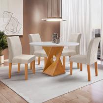 Conjunto Mesa Barcelona 100cmx100cm 4 Cadeiras Espanha Tampo Slim Plus Redondo Yescasa