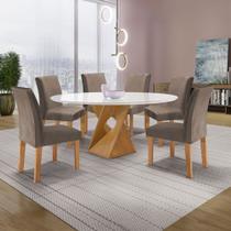 Conjunto Mesa Barcelona 120cm com 6 Cadeiras Espanha Tampo Plus Redondo Vidro YesCasa Conjunto Mesa Barcelona 120cm com 6 Cadeiras Espanha Tampo Plus Redondo Vidro YesCasa