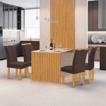 Conjunto Mesa Bella Ripada 120cm com 4 Cadeiras Arizona Tampo Bella com Vidro