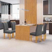 Conjunto Mesa Bella Ripada 120cm com 4 Cadeiras Arizona Tampo Bella com Vidro