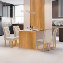 Conjunto Mesa Bella Ripada 120cm com 4 Cadeiras Arizona Tampo Bella com Vidro