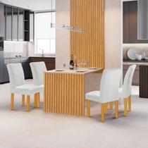 Conjunto Mesa Bella Ripada 120cm com 4 Cadeiras Canela Tampo Bella com Vidro
