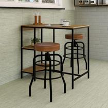Conjunto Mesa Bistrô 2 Banqueta Aço Giratória Espresso Móveis Preto/Mel/Caramelo Conjunto Mesa Bistrô 2 Banqueta Aço Giratória Espresso Móveis Preto/Mel/Caramelo