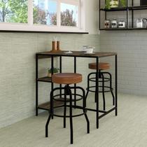 Conjunto Mesa Bistrô 2 Banqueta Aço Giratória Espresso Móveis