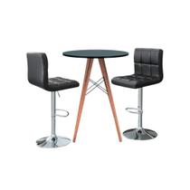 Conjunto Mesa Bistro 60cm Eiffel C/2 Banquetas Gomos- PRETO