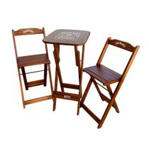 Conjunto Mesa Bistrô com 2 Banquetas Dobráveis de Madeira Personalizada Jack - Imbuia Conjunto Mesa Bistrô com 2 Banquetas Dobráveis de Madeira Personalizada Jack - Imbuia