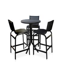 Conjunto Mesa Bistrô com 3 Banquetas para Área Externa, Churrasqueira, Jardim, Lounge - Preto