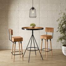 Conjunto Mesa Bistrô e 2 Banquetas Barcelona Salaone Marrom/Preto Conjunto Mesa Bistrô e 2 Banquetas Barcelona Salaone Marrom/Preto