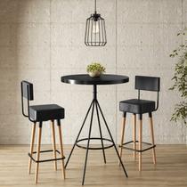 Conjunto Mesa Bistrô e 2 Banquetas Barcelona Salaone Preto/Marrom Conjunto Mesa Bistrô e 2 Banquetas Barcelona Salaone Preto/Marrom