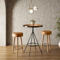 Conjunto Mesa Bistrô e 2 Banquetas Londres Salaone Marrom/Preto Conjunto Mesa Bistrô e 2 Banquetas Londres Salaone Marrom/Preto
