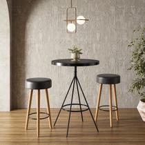 Conjunto Mesa Bistrô e 2 Banquetas Londres Salaone Preto/Marrom Conjunto Mesa Bistrô e 2 Banquetas Londres Salaone Preto/Marrom