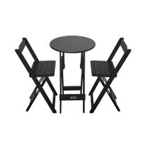 Conjunto Mesa Bistrô Redondo Com 2 Cadeiras Preto - Tarimatã