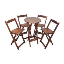 Conjunto Mesa Bistrô Redondo Com 4 Cadeiras Imbuia - Tarimatã
