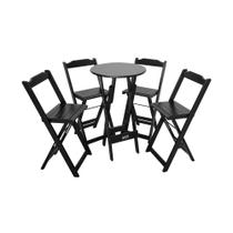 Conjunto Mesa Bistrô Redondo Com 4 Cadeiras Preto - Tarimatã