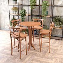 Conjunto Mesa Bistrô Valencia + 4 Banquetas Alta Bistrô Xisto Amêndoa Madeira Conjunto Mesa Bistrô Valencia + 4 Banquetas Alta Bistrô Xisto Amêndoa Madeira
