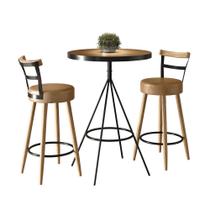 Conjunto Mesa Bistrô Viena e 2 Banquetas Moscou material sintético Amarula - Loja Sheep