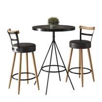 Conjunto Mesa Bistrô Viena e 2 Banquetas Moscou material sintético Preto - Loja Sheep
