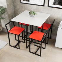 Conjunto Mesa Branca 4 Cadeiras Pequena Estofado Industrial Black