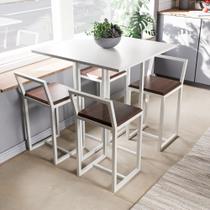 Conjunto Mesa Branca 4 Cadeiras Pequena Imbuia Industrial White