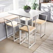 Conjunto Mesa Branca 4 Cadeiras Pequena Pinus Industrial White