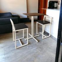 Conjunto Mesa Branca Bistrô Imbuia 2 Cadeira Estofado Industrial