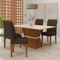 Conjunto Mesa Bréscia 4 Cadeiras Estofadas Freijó/off/sd Marrom - M.a Conjunto Mesa Bréscia 4 Cadeiras Estofadas Freijó/off/sd Marrom - M.a