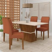 Conjunto Mesa Bréscia 4 Cadeiras Estofadas Freijó/off/sd Terraco - M.a