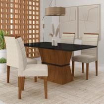 Conjunto Mesa Bréscia 4 Cadeiras Estofadas Freijó/pto/sd Bege - M.a Conjunto Mesa Bréscia 4 Cadeiras Estofadas Freijó/pto/sd Bege - M.a