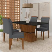 Conjunto Mesa Bréscia 4 Cadeiras Estofadas Freijó/pto/sd Cinza - M.a Conjunto Mesa Bréscia 4 Cadeiras Estofadas Freijó/pto/sd Cinza - M.a