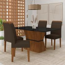 Conjunto Mesa Bréscia 4 Cadeiras Estofadas Freijó/pto/sd Marrom - M.a Conjunto Mesa Bréscia 4 Cadeiras Estofadas Freijó/pto/sd Marrom - M.a