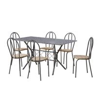 Conjunto Mesa Bruna 140cm 6 Cadeiras 004 Tampo Em Granito