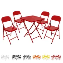 Conjunto Mesa C/ 4 Cadeiras Dobráveis Bar Restaurante Aço Conjunto Mesa C/ 4 Cadeiras Dobráveis Bar Restaurante Aço