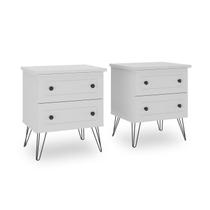 Conjunto Mesa Cabeceira Mdf 2 Gavetas Fort Branco Conjunto Mesa Cabeceira Mdf 2 Gavetas Fort Branco