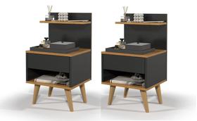 Conjunto Mesa Cabeceira Modelo Sleep com gaveta/prateleira Decoração - Varias Cores