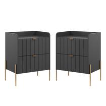 Conjunto Mesa cabeceira quarto grafite 100% mdf Luxo 45cm